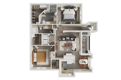 Floor plan for 2 beds, 2 baths, 1194 sqft